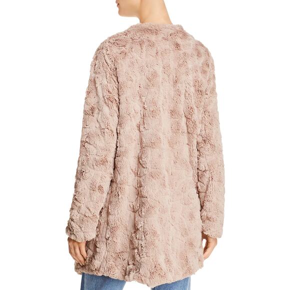 BB Dakota Long Sleeve Asymmetric Waterfall Open Tucker Faux Fur Jacket Tan XS - Picture 2 of 7